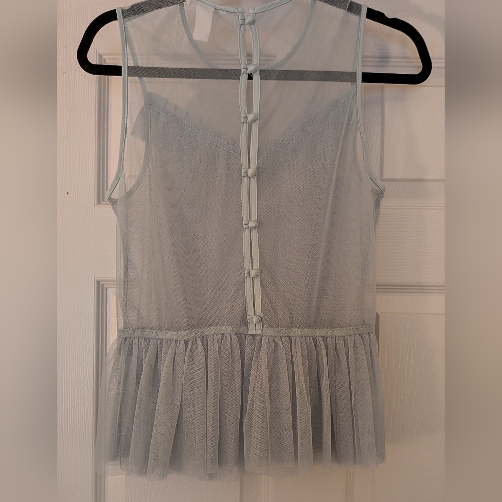 H&M Sheer Ruffle Blouse - Light Green - Picture 3 of 5